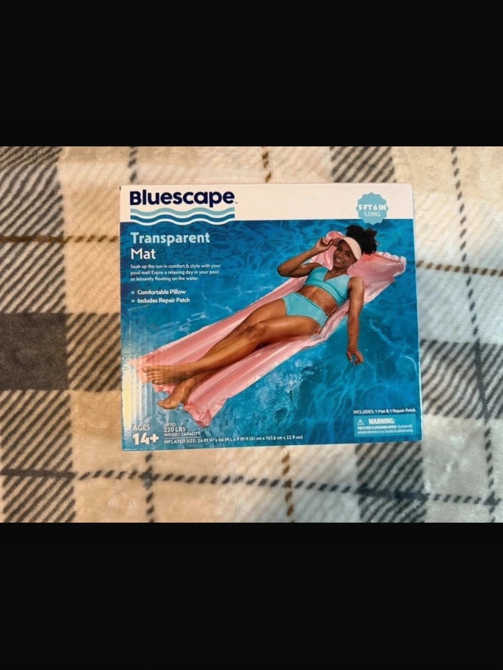 Transparent Mat Inflatable Pool Float - Pink
